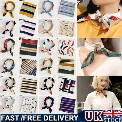 Fashion Women Square Silk Feel Satin Small Vintage Hair Tie Band Head Neck Scarf • £2.47