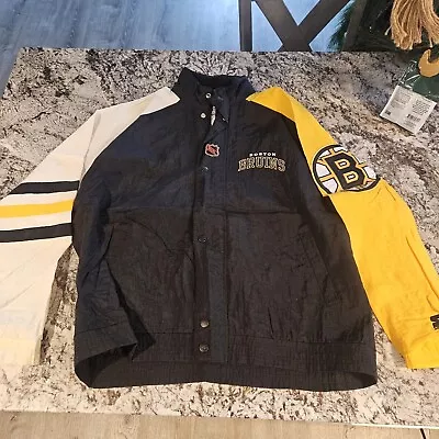 Vintage Starter Boston Bruins Windbreaker Jacket 90s NHL Full-Zip Button XL Rare • $250