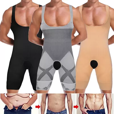 Men Shapewear Tummy Control Full Body Shaper Belly Slimming Compression Bodysuit • £6.79