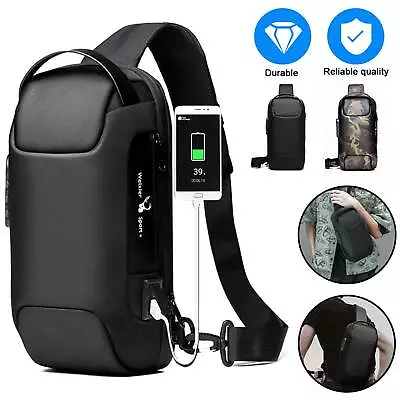 Men's Sling Backpack Waterproof Anti Theft Shoulder Crossbody Chest Bag USB Port • $20.98