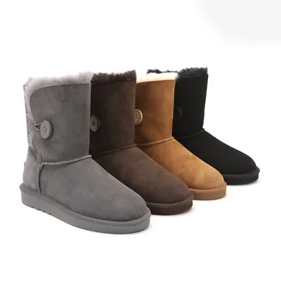 $59.99 • Buy Womens Mens Unisex Mid Claf Classic Button UGG Boots Water Resistant Sheepskin