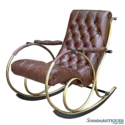 Mid-Century Lee Woodward Tuft Leatherette Sculptural Rocking Chair • $1200