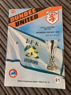 £6 • Buy 1987 Dundee Utd United V Ifk Gothenburg Uefa Cup Final 2nd Leg Programme Vgc