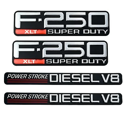 4Pcs 1999-2001 F250 XLT Super Duty PowerStroke Diesel V8 Fender Emblems Bagde • $60.34