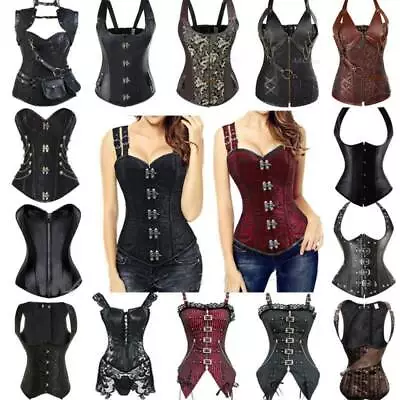 Women Classsic Steampunk Boned Waist Training Corset Gothic Lace Up Bustier Top • $24.79