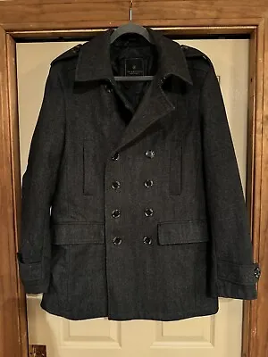 7 Diamonds Men’s Double Breasted Charcoal Wool Blend Coat RN 137590 JKT-7088 • $29.99