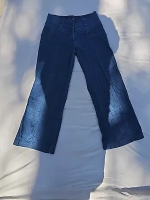 Vintage Elle Super Flare High Waist Wide Leg Jeans Size 10 Dark • $9.99
