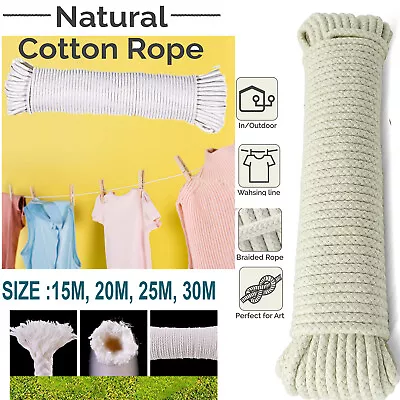 £0.99 • Buy Cotton Rope Traditional Strong Washing Clothes Dryer Line Twine Hank Polley Jute