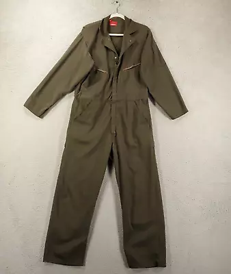 Vintage Dickie Coveralls Mens 42 Medium Gray Green Mechanic Workwear Jumpsuit • $34.84