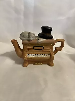 Miniature Ceramic Piano Teapot With Cat And Sheet Music On Top 5  X 3  • $9