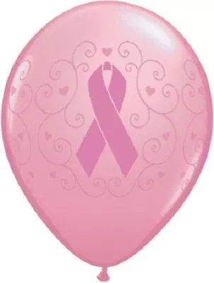 12 Breast Cancer Awareness Pink RIbbon Print 11  Latex Balloons BCA  Qualatex • $8.99