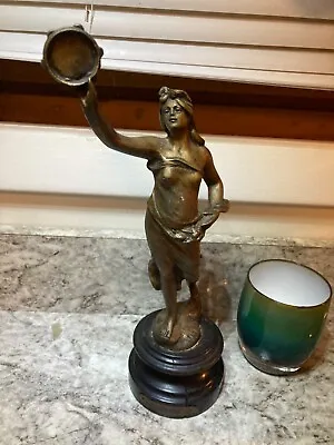 Antique Guild Bronze  LA DANSE Woman W/ Tambourine Statue  • $180