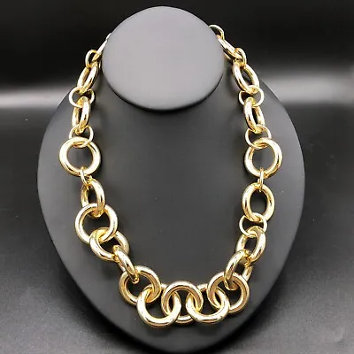 J. Crew Necklace Chunky Chain Link 18  Gold Tone Classic Preppy Everyday Jewelry • $34.85