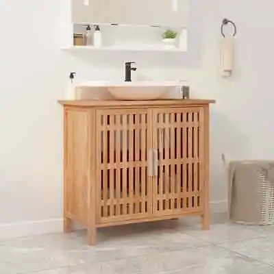 Solid Wood Walnut Bathroom Sink Cabinet Wooden Vanity Unit VidaXL • £65.99