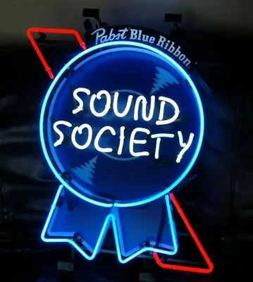 PABST BLUE RIBBON BEER SOUND SOCIETY LIGHTED NEON SIGN BAR PUB MANCAVE 22x24 NEW • $289.90