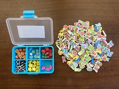 200 Mini Shaped Erasers Teacher Supply Sorting Math Counter Rewards Animals Food • $19.97