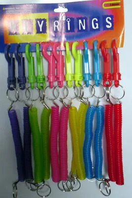 New Colourful Spiral Stretch Springy Coiled Keyring Retractable Choice Of Colour • £1.99