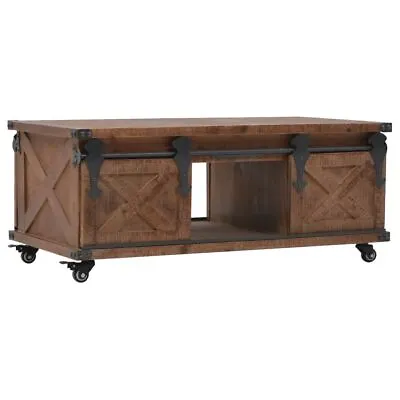 Vintage Style Coffee Side Table With Wheels Stylish Living Room Decor Furniture • $383.95