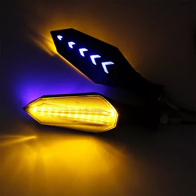 Motorcycle LED Turn Signal Blinker Indicator Sequential Flowing Light Amber Blue • $7.95