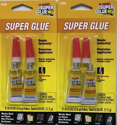 The Original Super Glue 2 Pack  Clear .12oz  Metal Wood Rubber Lot Of 2 Packs • $9.99