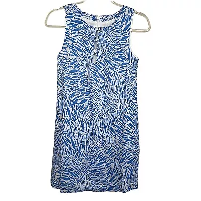 Island Company Women's Size XS Castaway Shift Dress Blue White  Linen Fish • $50