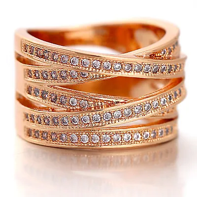 $14.99 • Buy 18K GOLD GF R322 Simulated Diamond CELTIC KISS CROSS ETERNITY WEDDING BAND RINGS