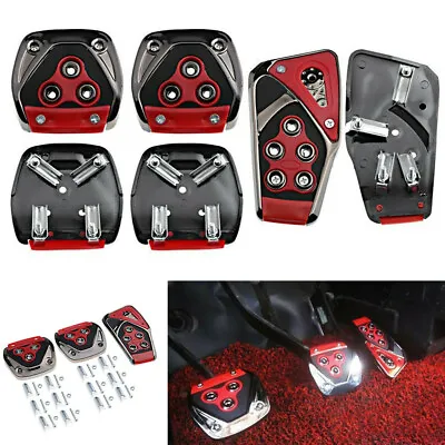 Red Non Slip Sport Foot Pedal Brake Pad Covers For Manual Transmission Car 3Pcs • $17.78