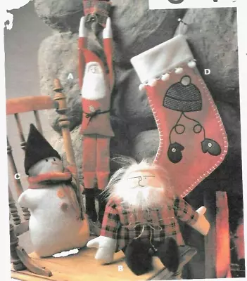 Vtg Kwik Sew 2614 Folk-art Primitive Christmas Stocking Santa Snowman Doll UCFF • $7.99