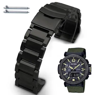 Black Steel Metal Replacement Watch Band Fits Casio Pro Trek PRG-600 PRG-650 • $42.07