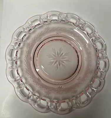 Depression Glass Anchor Hocking Plate 8 3/8  Pink Open Lace Old Colony • $22