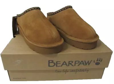 BEARPAW  Martis Suede/ Slipper Lined  Med Width Size 6 Hickory  New With Box • $55.50