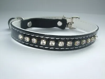 £3.89 • Buy Cat Collar Diamante Safety Elastic Patent Rhinestone, Crystal Bell Buckle Bling
