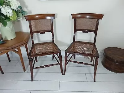 Pair Cane Chairs Bedroom Hall Chairs Carved Project Delivery Available • £75