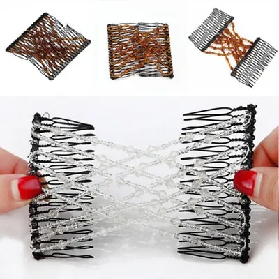 Easy Magic Beads Double Hair Comb Clip Stretchy Hair Combs Clips 6 Colours UK • £3.99