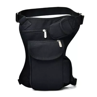 Black Canvas Drop Leg Sport Motorcycle Tactical Hip Pouch Thigh Waist Pack Bag • $29.95