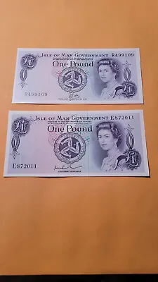 2 Isle Of Man Banknotes 1 Pound UNC. One Is Rare • $375