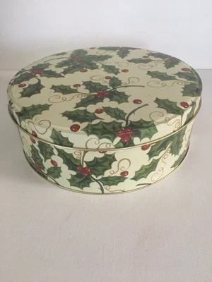 $10 • Buy Vintage Metal Christmas Candy Cookie Tin Mistletoe