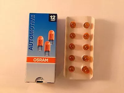 £13.22 • Buy 10pcs Osram Lamp 12V 5W W2.1 X 9.5d Glass Base W5W WY5W 2827 Orange