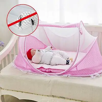 Mosquito Net Canopy Bed Summer Camping Travel Cot Tent Crib Pillow Foldable Baby • £6.99