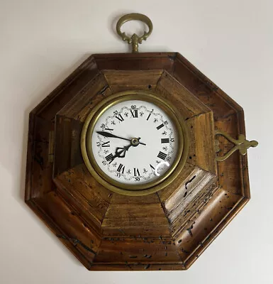 Vintage Hexagonal Oak Quartz Clock • $50