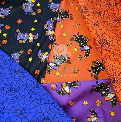 Halloween Witches Spider Web 100% Cotton Fabric Kids FQ | Half Metre Increments • £4.75