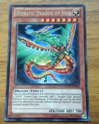 Yu-Gi-Oh Hieratic Dragon Of Asar GAOV-EN024  Rare . Free Postage • £1.99