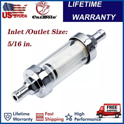 5/16  Inlet See-Through Glass Petrol Diesel Inline Fuel Filter Reusable Washable • $9.99