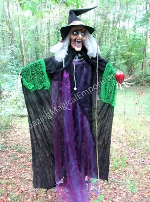 Halloween Animated Standing Witch Talking Moving Light Up Eyes Party Prop Decor • £149.99