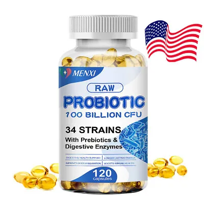 Raw Probiotics 100 Billion CFU Potency Digestive Immune Health 120 Capsules USA • $13.79