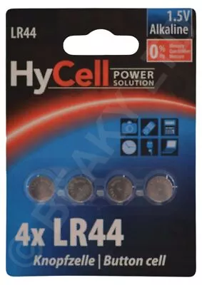 A76 LR44 AG13 L1154 V13GA Alkaline Battery 1.5v Genuine Hycell   -  Value 4-pack • £2.25