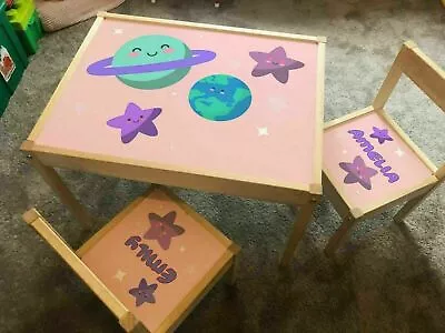 IKEA LATT STICKER ONLY Children's Table 2 Chairs Personalised Star Planet Earth  • £29.99