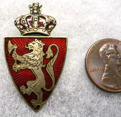 Norway Norwegian Coat Of Arms Military Cap Insignia Pin Obsolete Sterling • $24.85