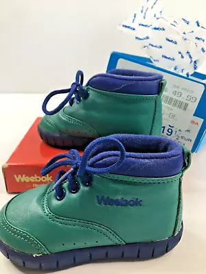 Vintage- Weebok By Reebok- Infant Street Blue/green Shoes- Boxed Uk Size 3 1/2 • $119.95