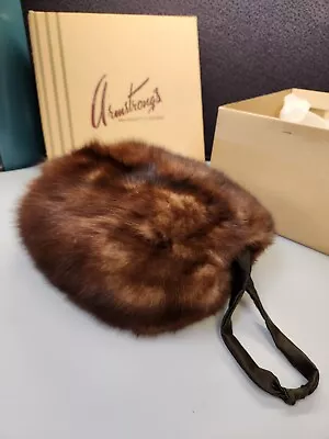 Vintage Woman's Fur Hand Muff With Satin Lining Zipper Pocket Wristlet • $70